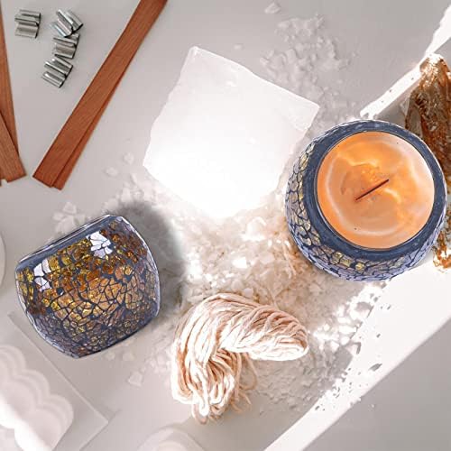 Scented Candle Holder Mosaic Glass Tea Light Holder Amber