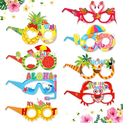 24 Pack Hawaiian Paper Sunglasses for Luau Parties