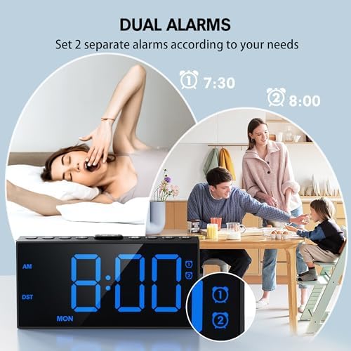 Mesqool Loud Alarm Clock with Vibration for Hearing Impaired