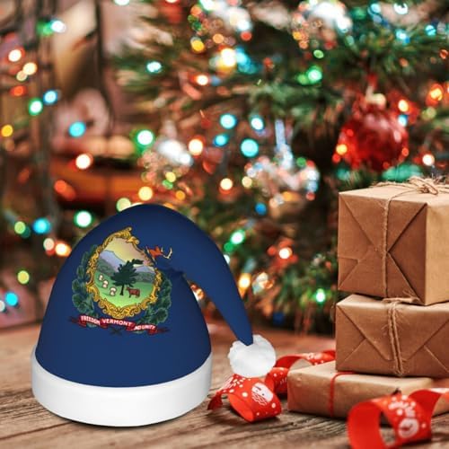 Vermont State Flag Christmas Hat with LED Lights