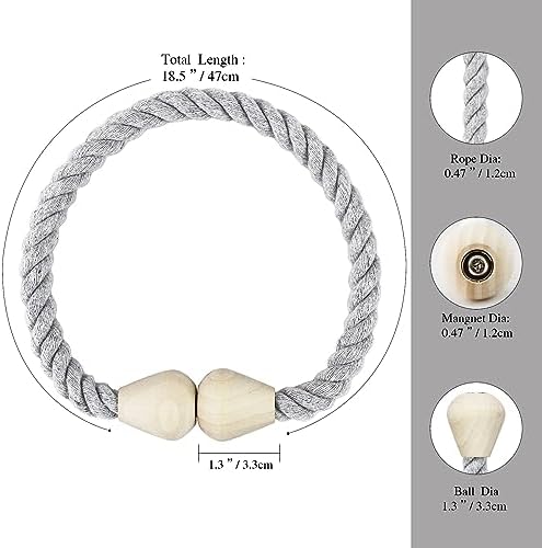 Magnetic Curtain Tiebacks 2 Pack Grey