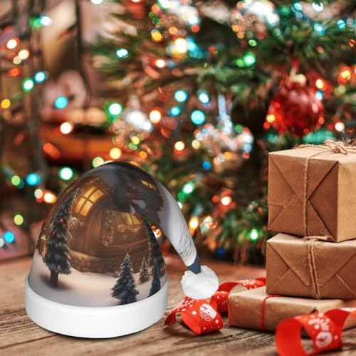 QINZHENG Christmas Village House 3 Print LED Santa Hat for Adults