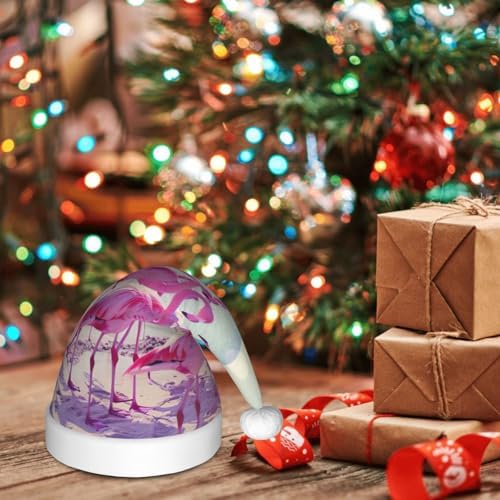 Flock of Pink Flamingos Christmas Santa Hat Small Size