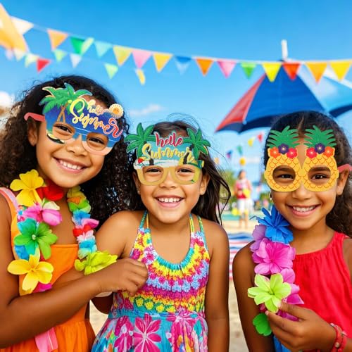 CURASA 9PCS Tropical Party Paper Glasses