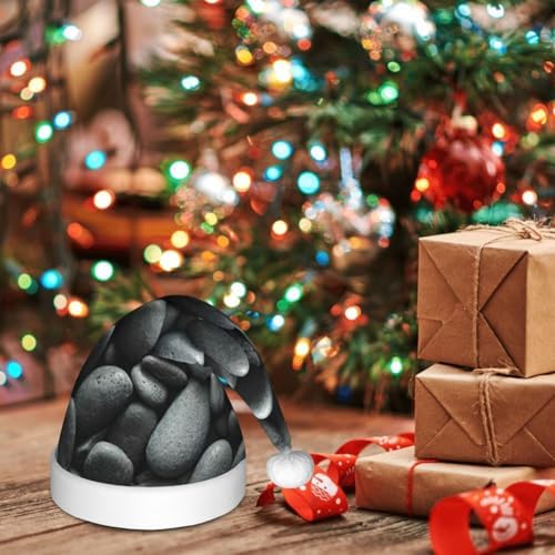 Many Black Pebbles Print Christmas Santa Hat Small Size