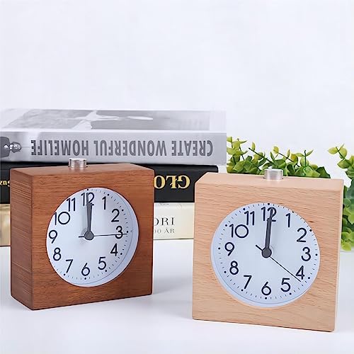 Lancoon Wooden Analog Alarm Clock with Night Light and Snooze Function