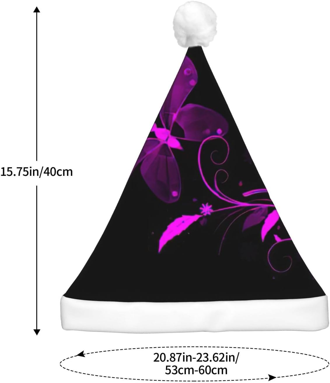 QINZHENG Purple Black Butterfly Print LED Santa Hat for Christmas Halloween Party