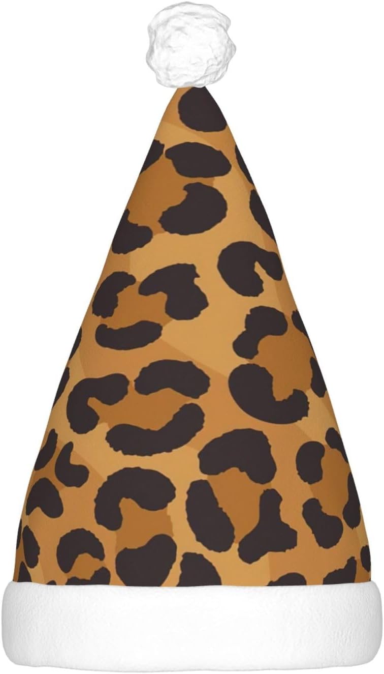 QINZHENG Yellow Leopard Print LED Santa Hat