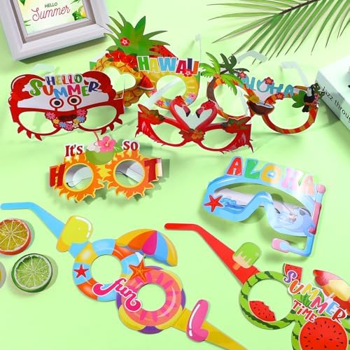 24 Pack Hawaiian Paper Sunglasses for Luau Parties