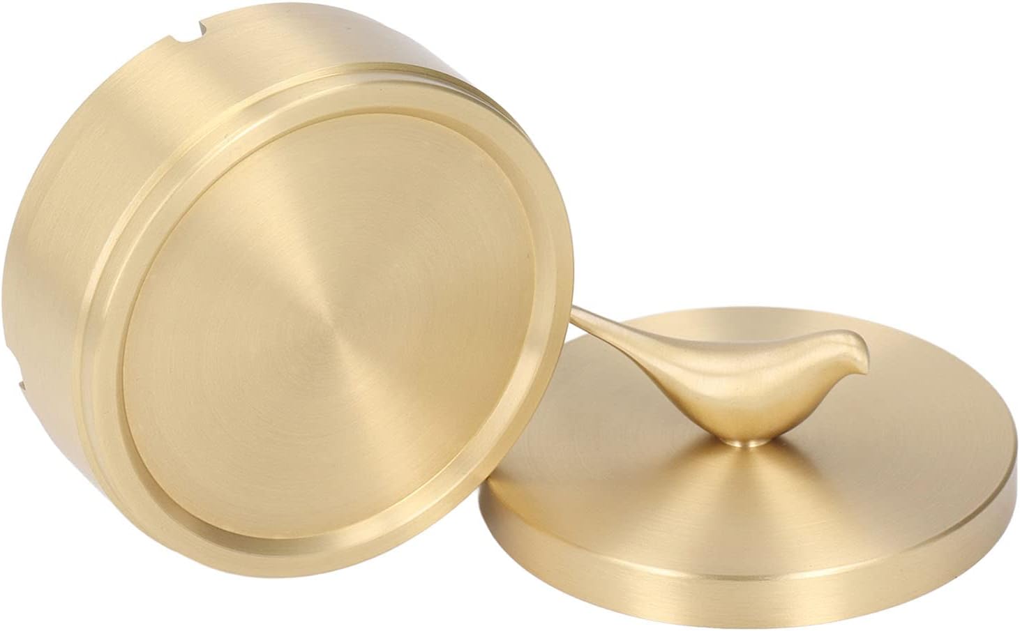 GLOGLOW Gold Ashtray with Lid 4 Slots Brass Decorative