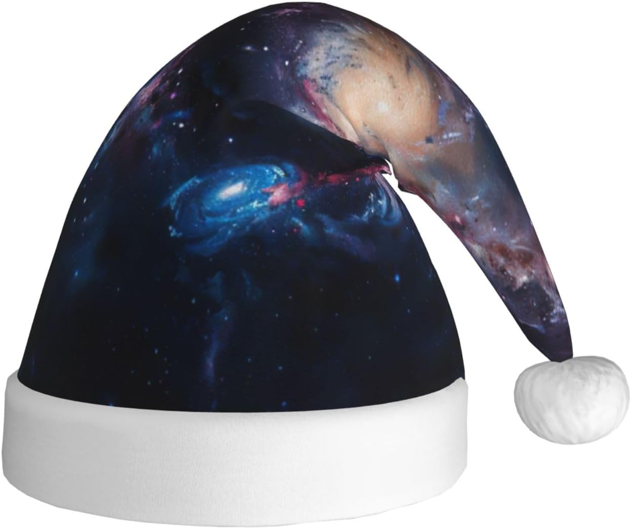Galaxy Print Christmas Santa Hat Plush for Adults 1