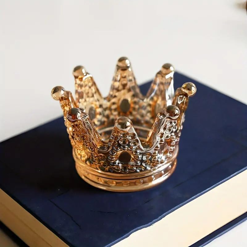 3Pcs Creative Glass Ashtray with Crown Design