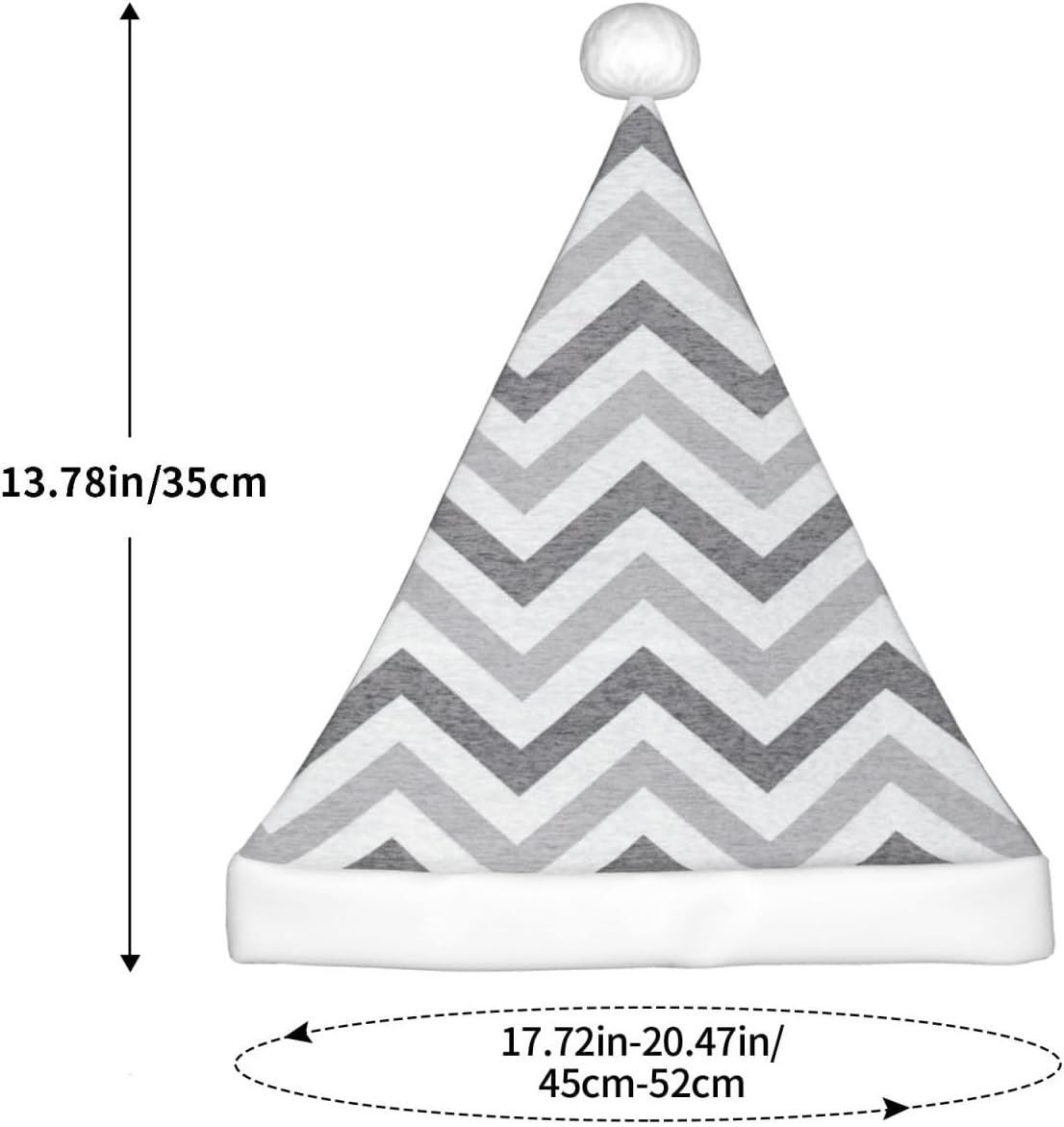 Gray Stripe Print Christmas Santa Hat Small Size 1