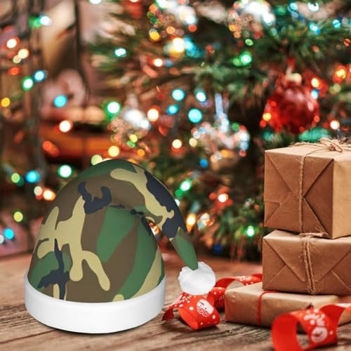 Green Military Camo Christmas Santa Hat with LED Light