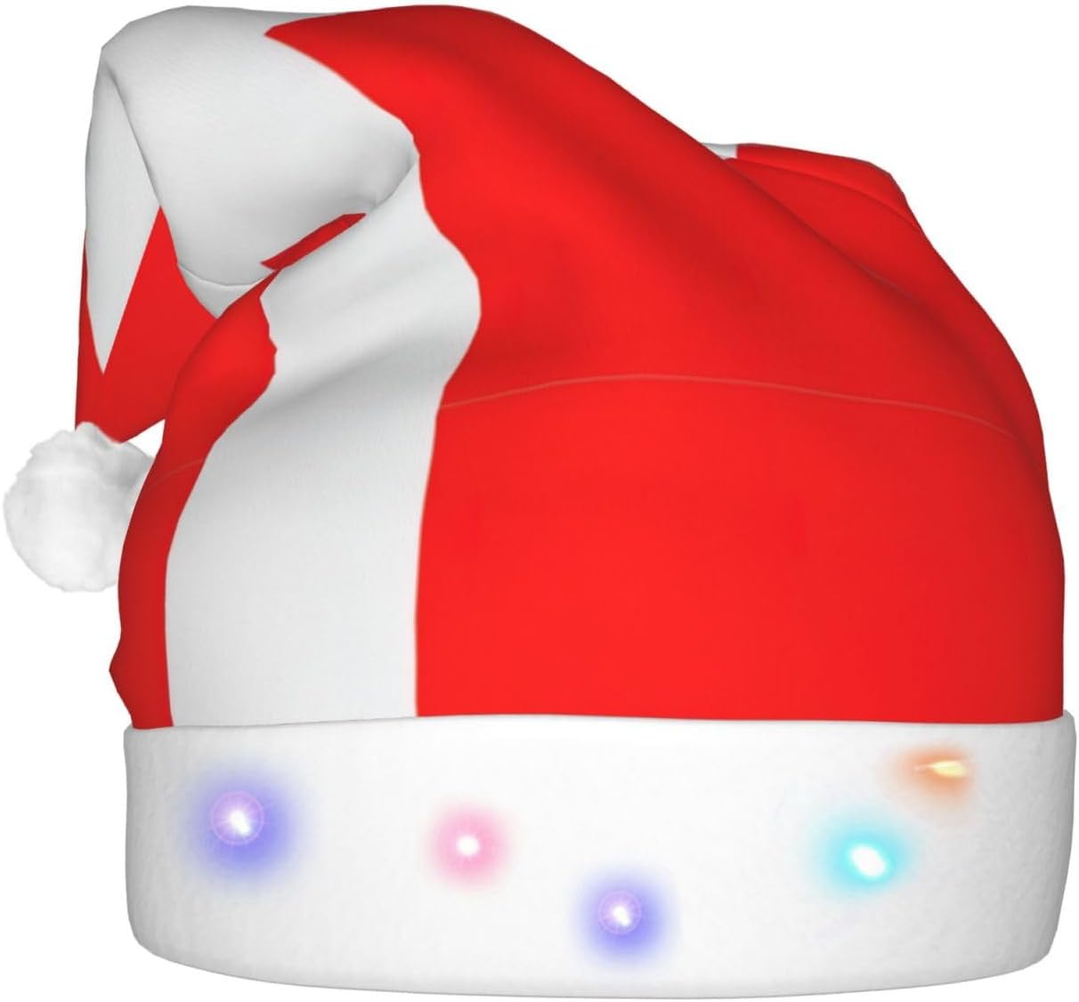 Denmark Flag Print Christmas Santa Hat with Light Up LED