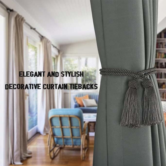 BEL AVENIR 2 Pack Curtain Tiebacks with Tassels