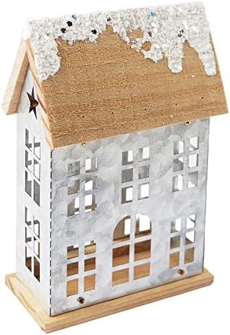 Factory Direct Craft Snowy Colonial Metal Saltbox House for Christmas Displays