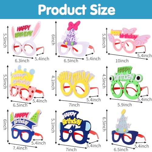 ANBALA 9 Pack Birthday Glasses with Funny Designs