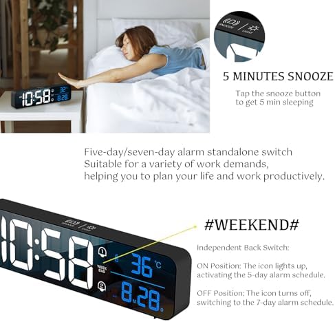 LED Alarm Clock with Voice Control and Dual Alarm