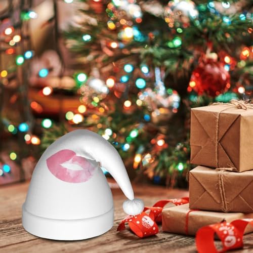 Personalized Santa Hat with Eyelash Lip White Print for Women