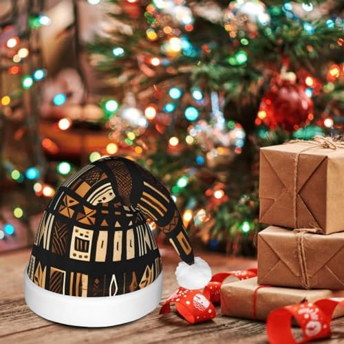 QINZHENG LED Christmas Santa Hat with Tribal Print