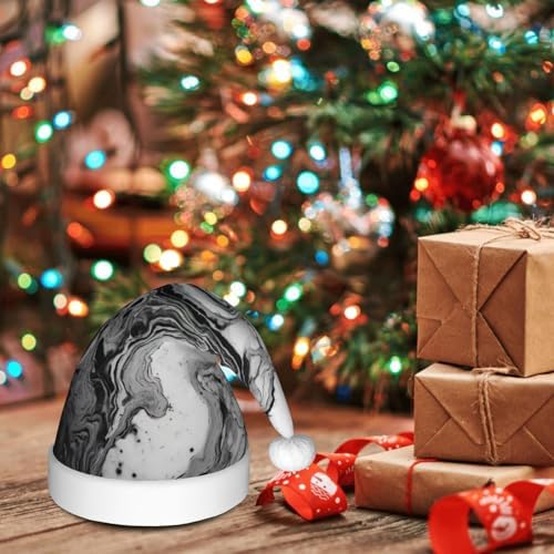 Qin Zheng Marble Texture Print Santa Hat for Women