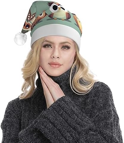 Qin Zheng Cartoon Owls LED Santa Hat for Christmas Party