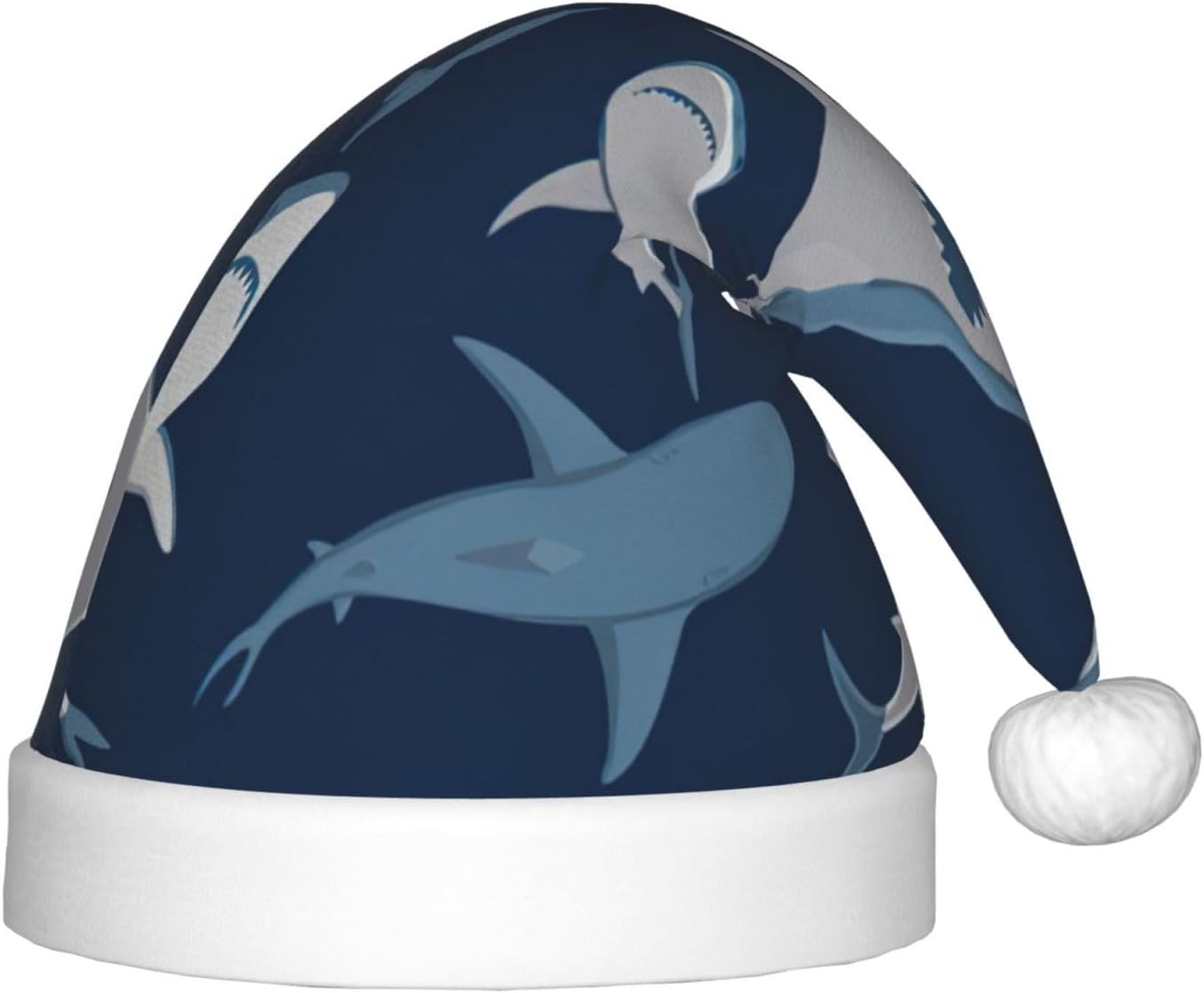 Ocean Shark Print Christmas Santa Hat Small Size