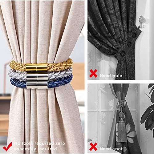 NICEEC 4 Pack Magnetic Curtain Tiebacks Modern Simple Style