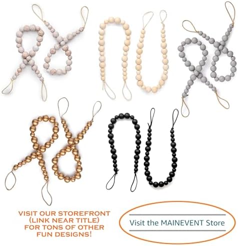 Wood Bead Curtain Tiebacks Set of 4 Boho Style