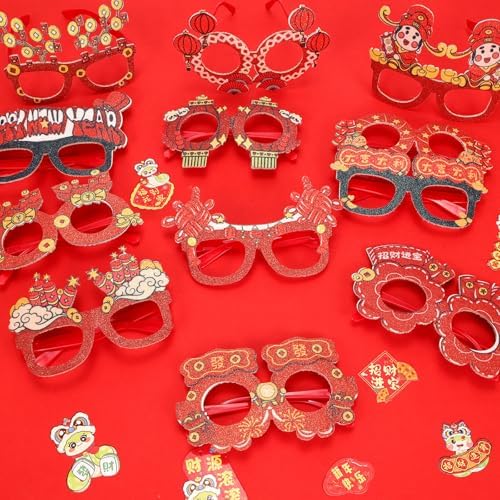 HOWAF 12 Piece Chinese New Year Plastic Glasses Set