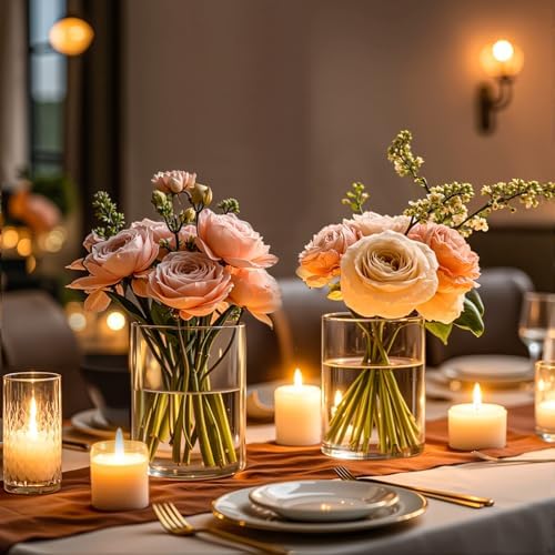 5 Inch Clear Cylinder Vases Set 12pcs for Centerpieces