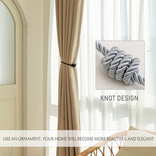 Contoeey Magnetic Curtain Tiebacks - 8 Pack Grey