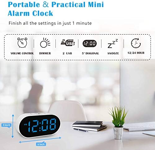 Plumeet Digital Alarm Clock with LED Display and Snooze Function