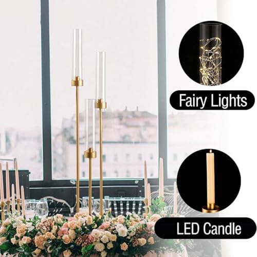Vincidern 20pcs Gold Candelabra with Acrylic Lampshade