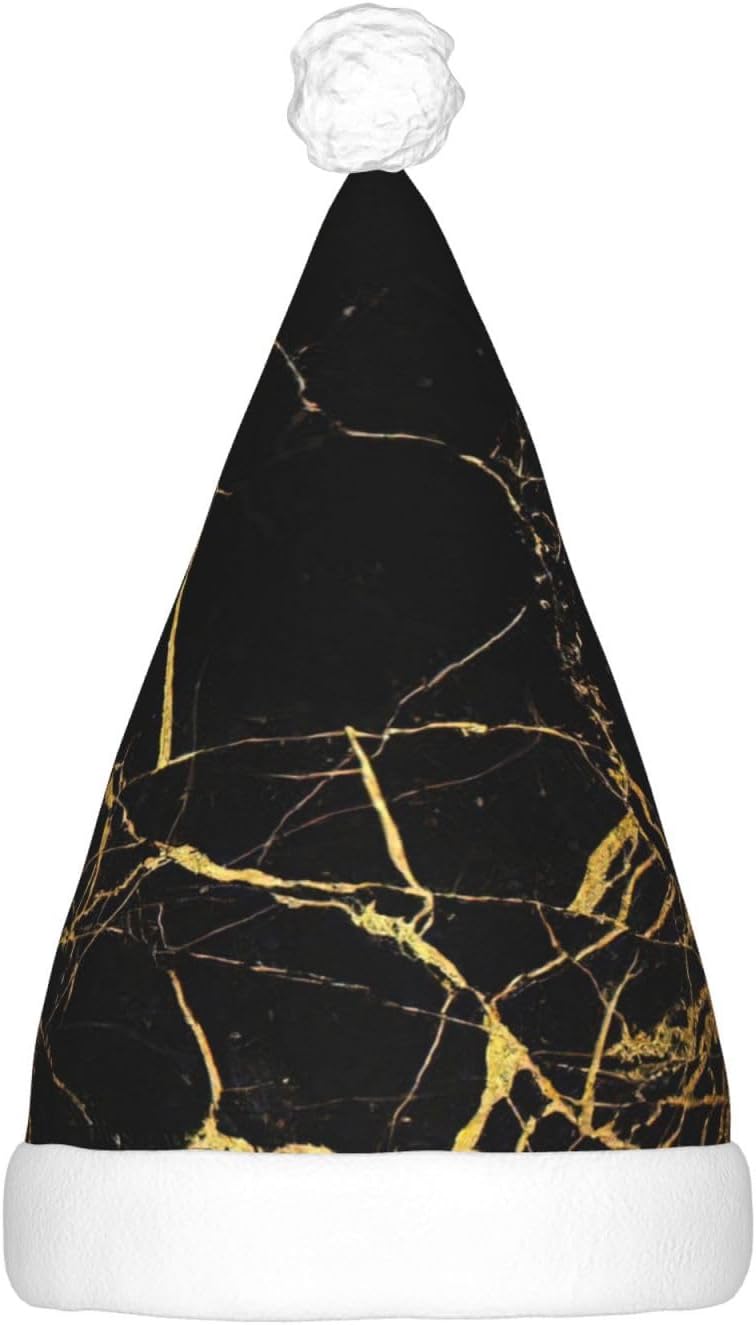 QINZHENG 3D Gold Marbling LED Halloween Santa Hat for Adults