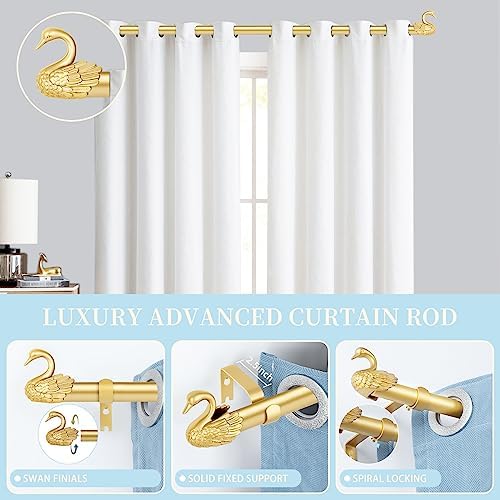 TANGWIN Gold Farmhouse Curtain Rod with Swan Finials