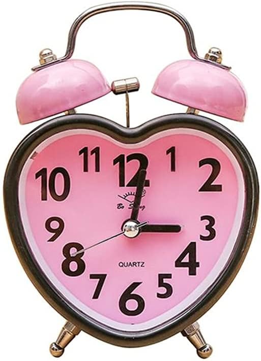 Heart Shape Double Bell Alarm Clock with Nightlight