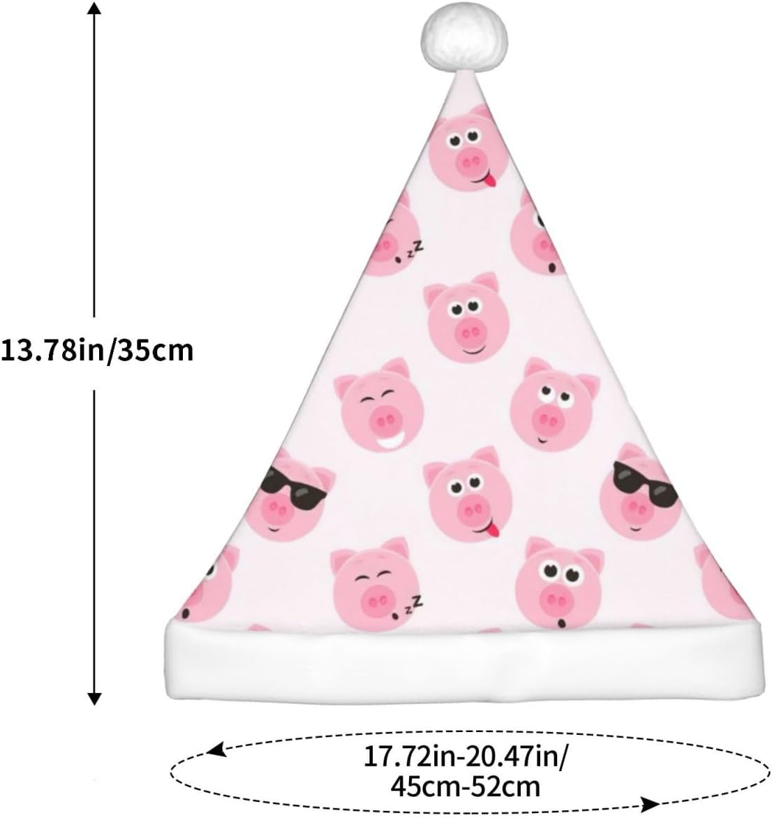 Funny Pink Pig Face Christmas Santa Hat Small Size
