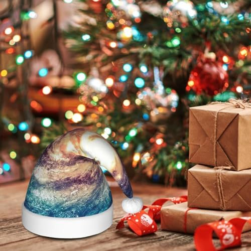 QINZHENG Galaxy Print Santa Hat for Women