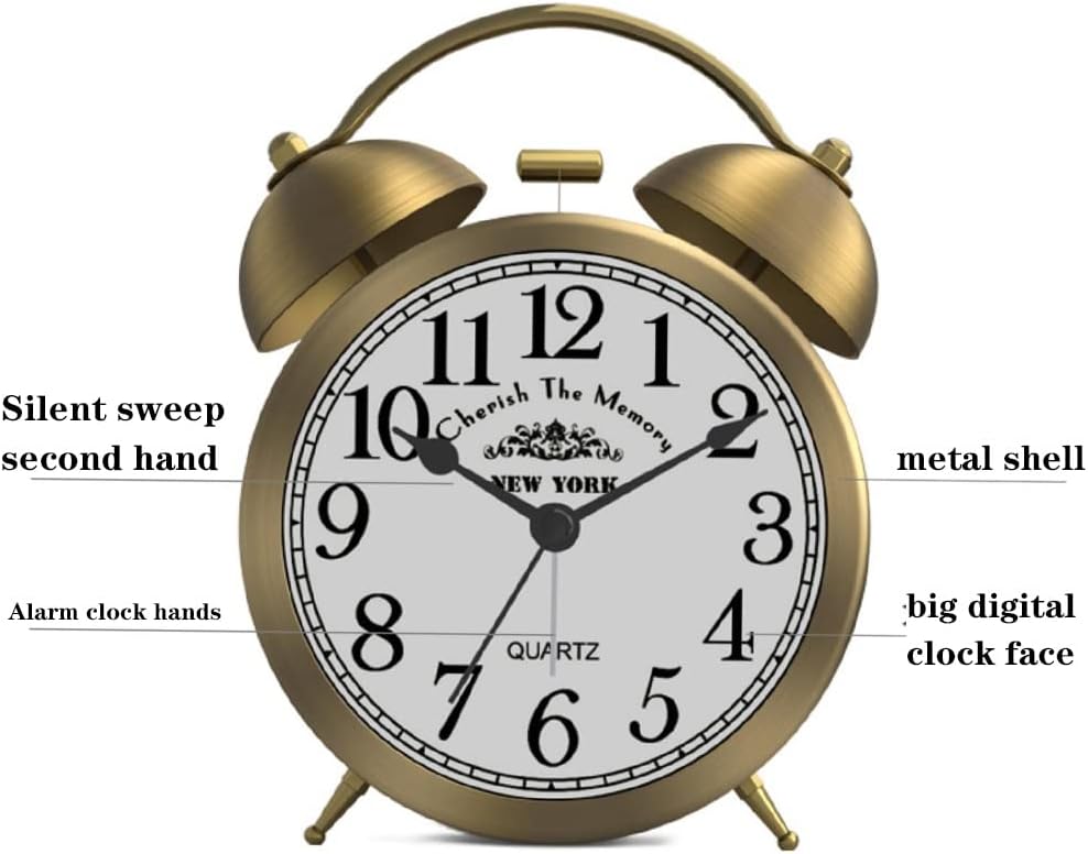 Double Bell Alarm Clock Loud and Clear with Night Light