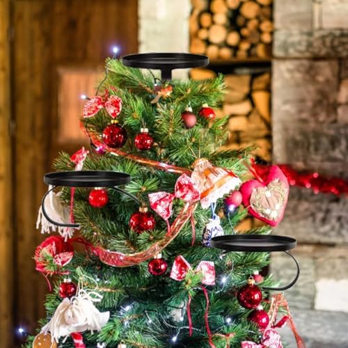 Stylish Black Candle Holder with Triple Stand