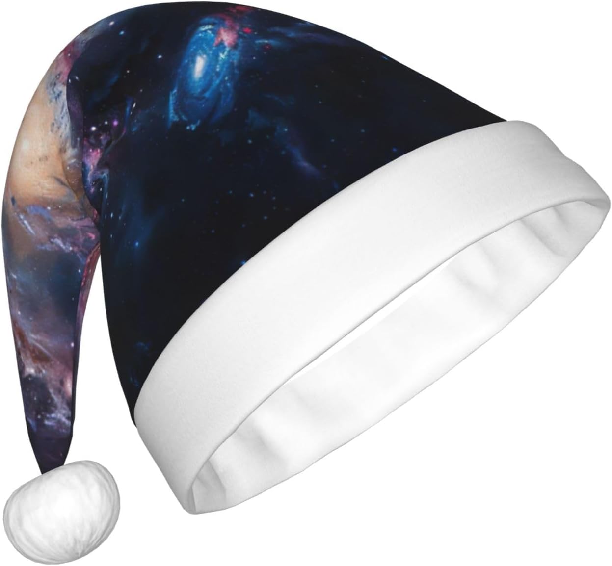 Galaxy Print Christmas Santa Hat Plush for Adults 1