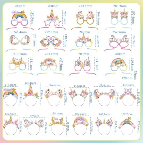BBTO 24 Pcs Unicorn Party Headband Glasses