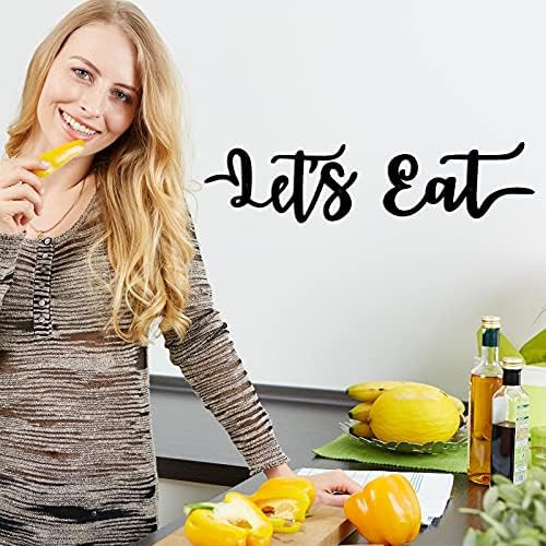 Hotop 2 Piece Lets Eat Metal Wall Sign Set