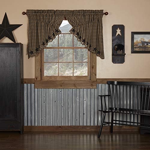VHC Brands Star Cotton Prairie Swag Curtains Raven Black