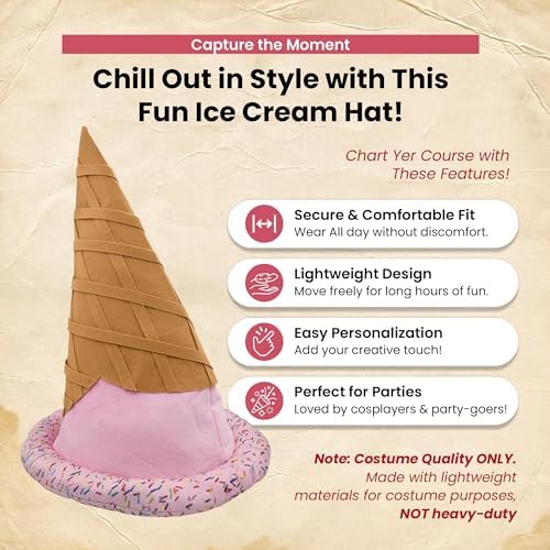 Adult Funny Food Hat Ice Cream Cone Festival Party Costume Accessory