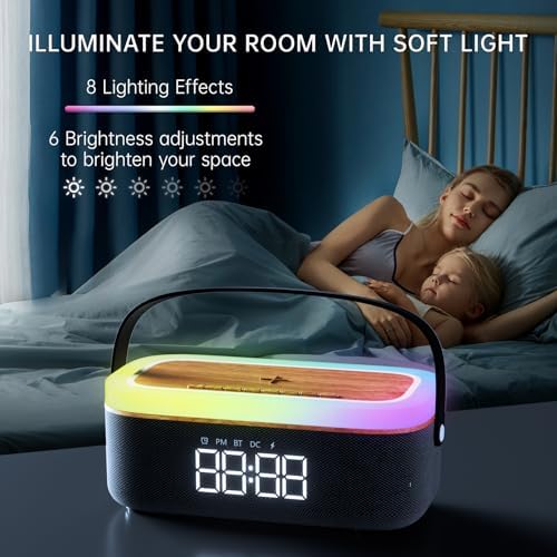 LOVME Alarm Clock with Bluetooth Speaker and Night Light