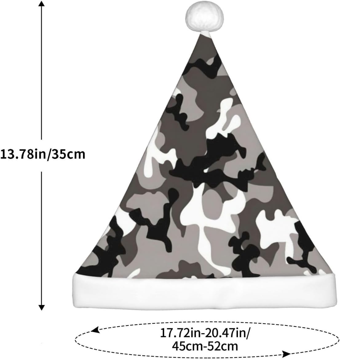 Zkyfll Christmas Santa Hat with Grey White Camo Print