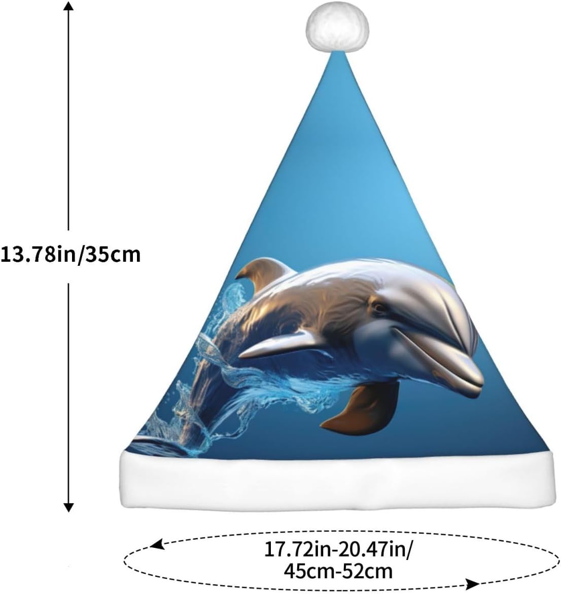 Unique 3D Dolphin Print Santa Hat Small Size